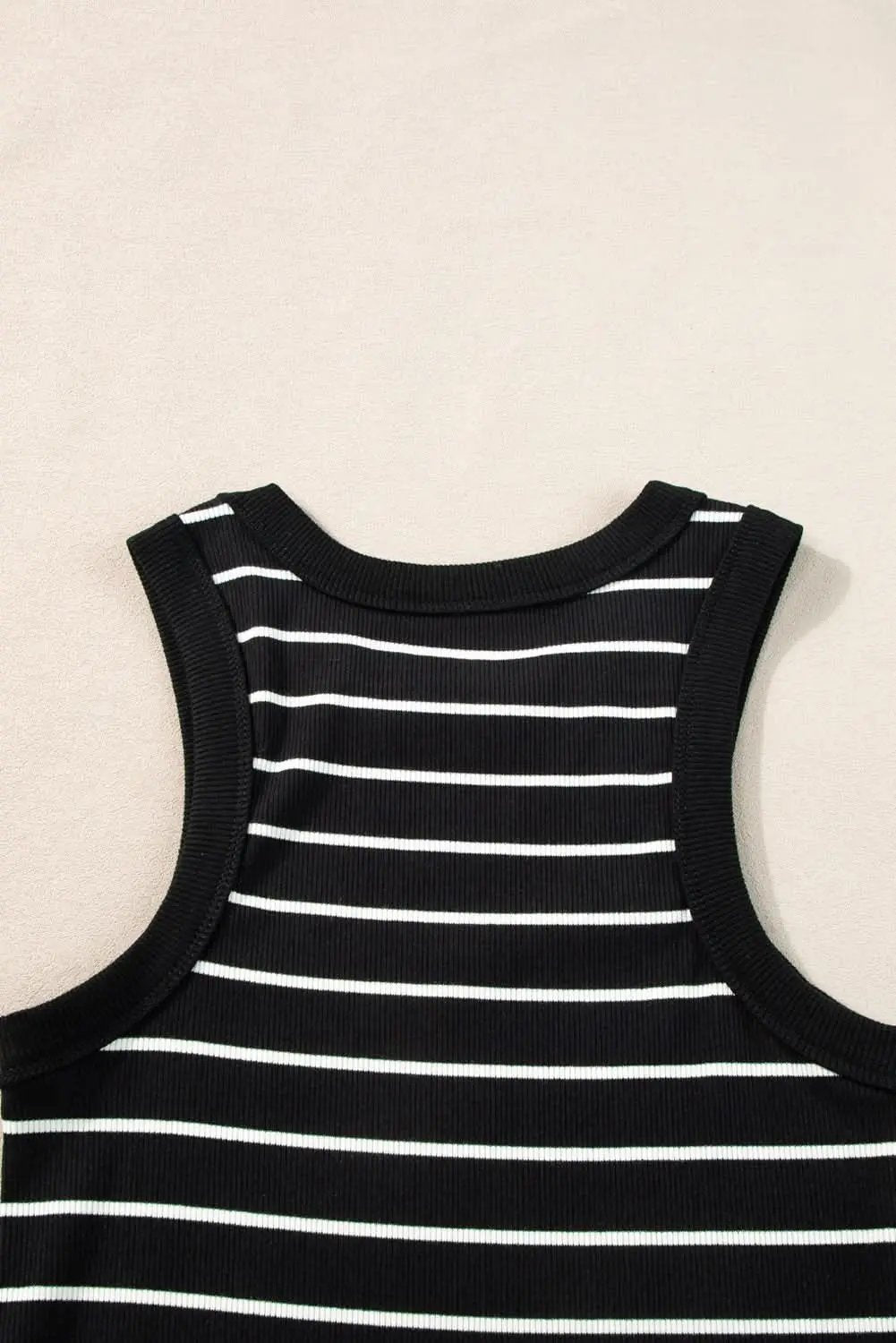 Black Stripe Ribbed Knit Tank Mini Dress - Love Salve